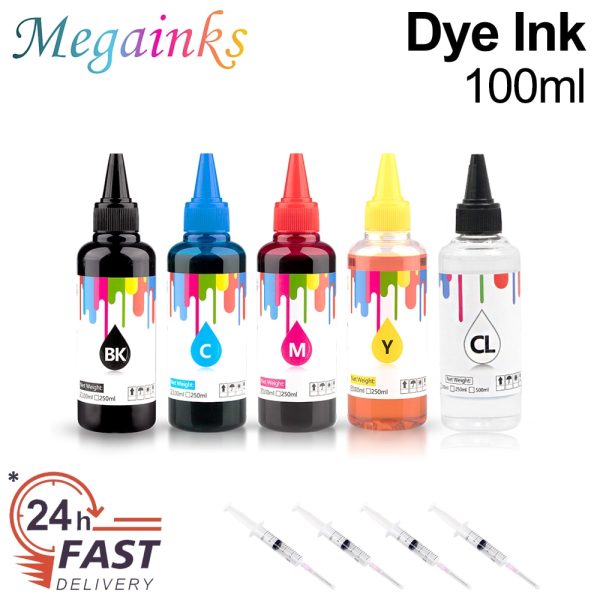 100ml Universal Dye Ink BK C M Y Kit Compatible For HP Canon Epson Brother Deskjet Inkjet Printer Tank Cartridges CISS